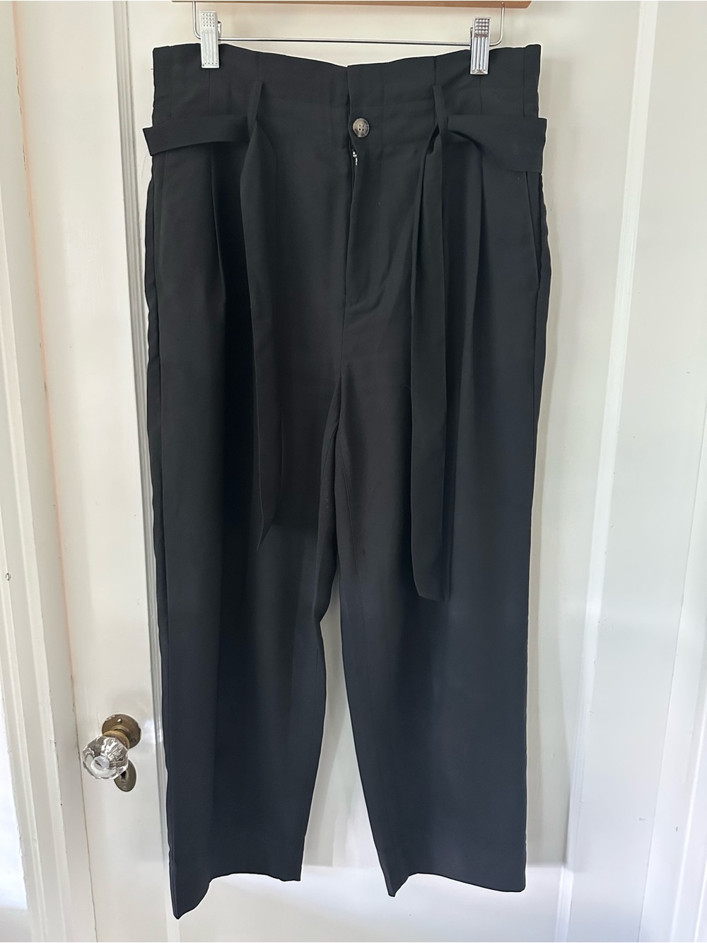 Madewell High-Waist Black Paperbag Trousers with Fabric Belt
